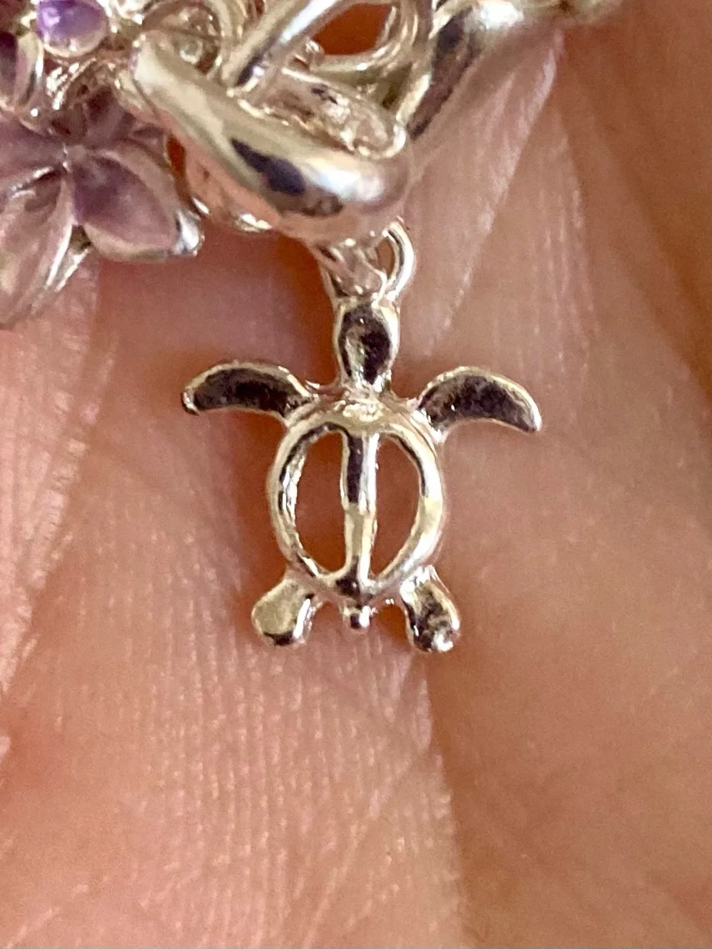 Laule’a Hawaii Floral Cross turtle plumeria phone charm Light Purple NWOT
